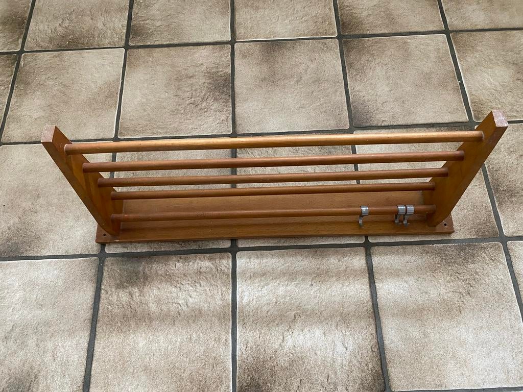Vintage houten pannenrek jaren 50, Antiek en Kunst, Ophalen