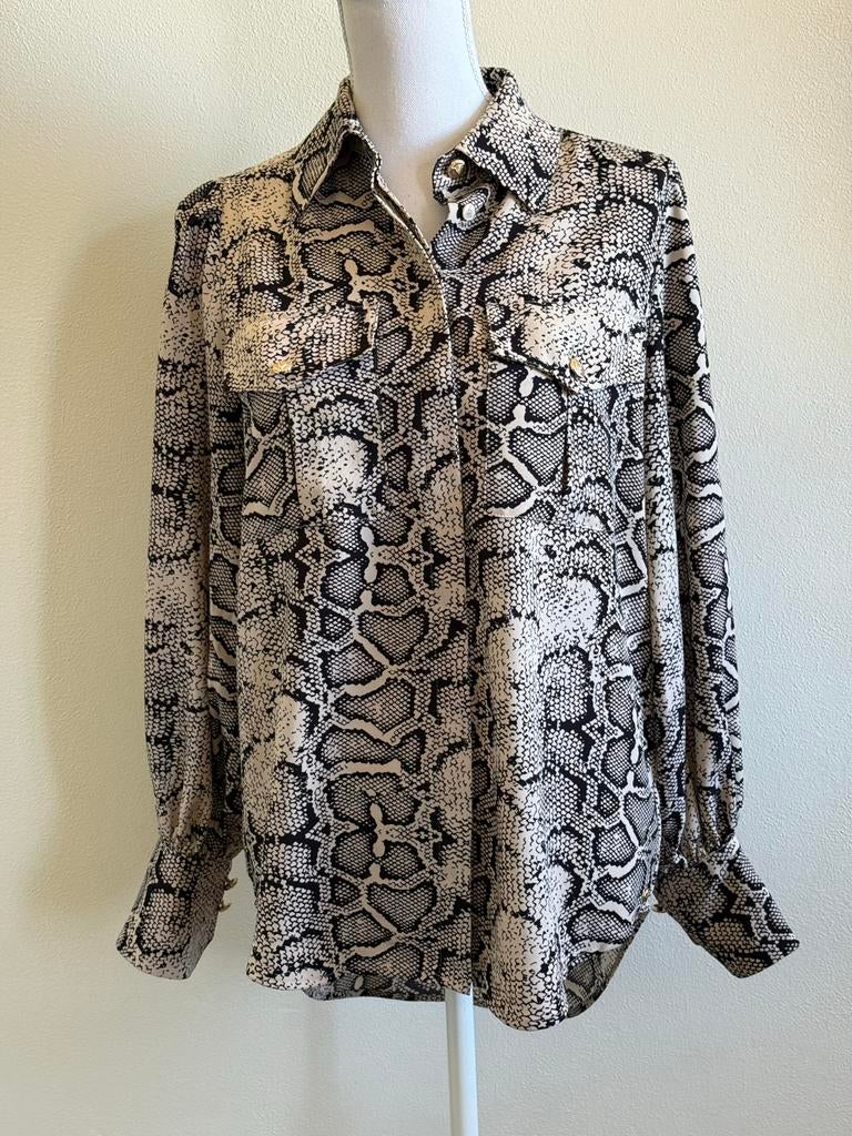 Josh V Blouse Seffy - Maat XS - Zwart/Wit Slangenprint, Kleding | Dames, Ophalen of Verzenden, Zo goed als nieuw, Maat 34 (XS) of kleiner