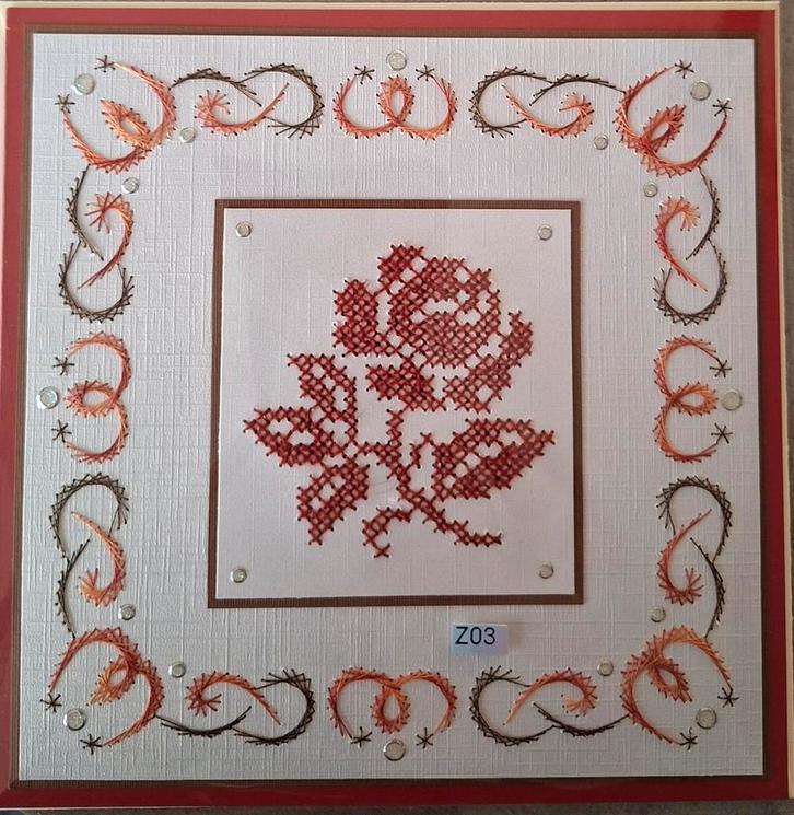 Geborduurde wenskaarten Ziekte & Tegenslag, Hobby en Vrije tijd, Kaarten | Zelfgemaakt, Nieuw, Man of Vrouw, Ophalen of Verzenden