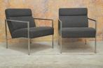 2 strakke donkergrijze stoffen Design fauteuils prijs PS, Huis en Inrichting, Fauteuils, PS, 75 tot 100 cm, Zo goed als nieuw