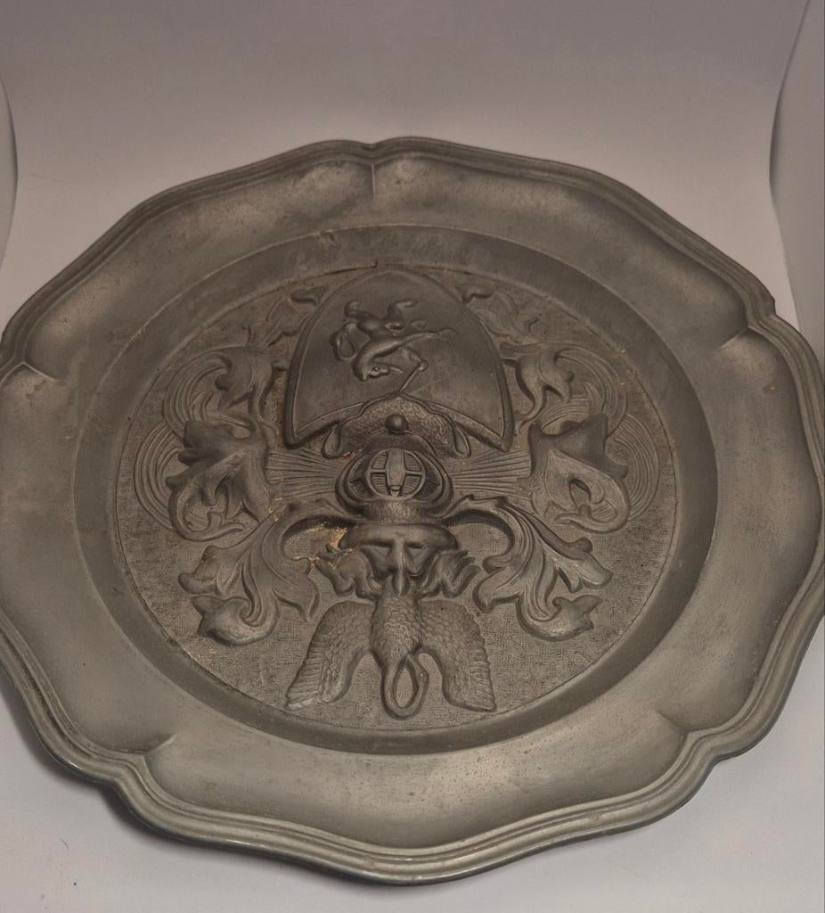 Antiek tinnen bord., Antiek en Kunst, Antiek | Tin, Ophalen