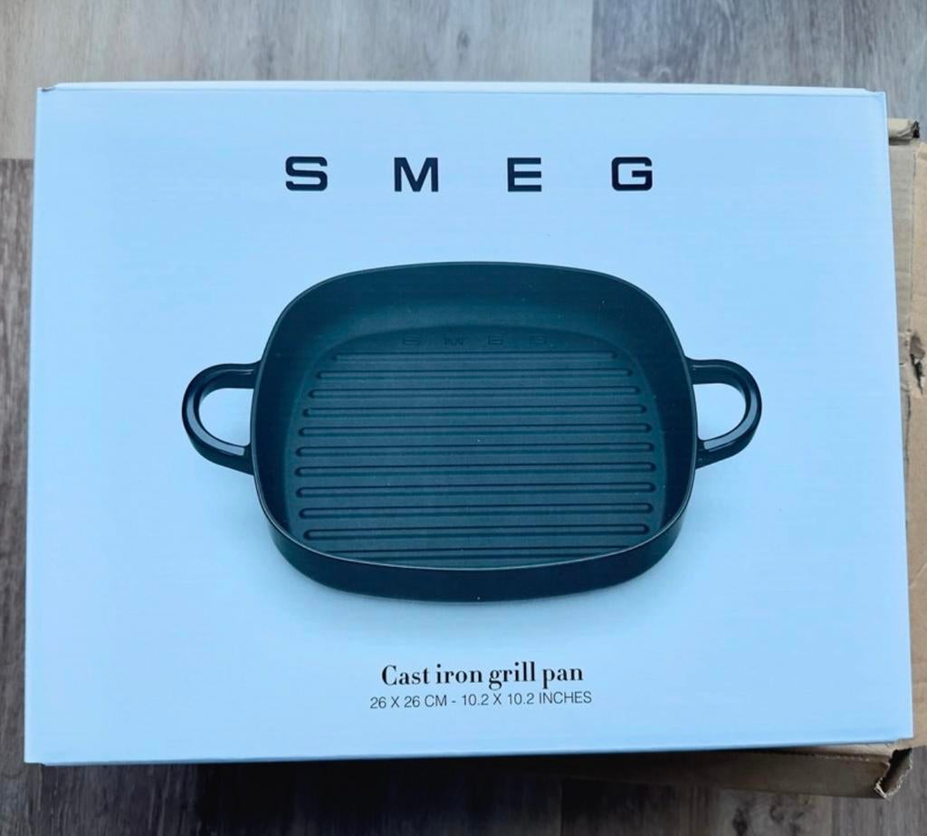 Smeg Gietijzeren Grillpan Zwart - Nieuw in Doos, Witgoed en Apparatuur, Grillplaten, Ophalen of Verzenden, Vaatwasmachinebestendig