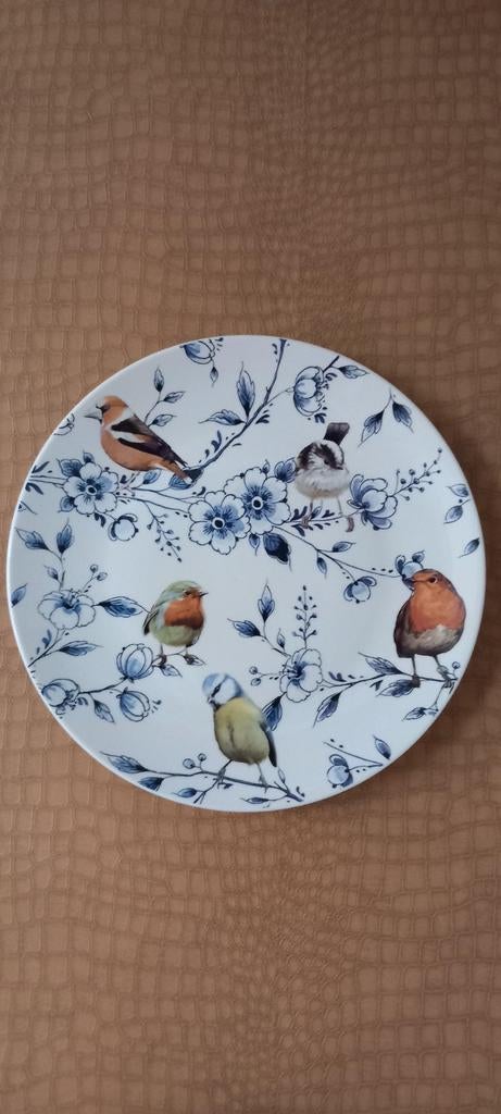 Heinen Delfts Blauw:Grote 30cm Wandbord met Bosvogels♥️NIEUW, 1446dt, Ophalen of Verzenden, Brmpy4@versatel.nl, Heinen Delfts Blauw