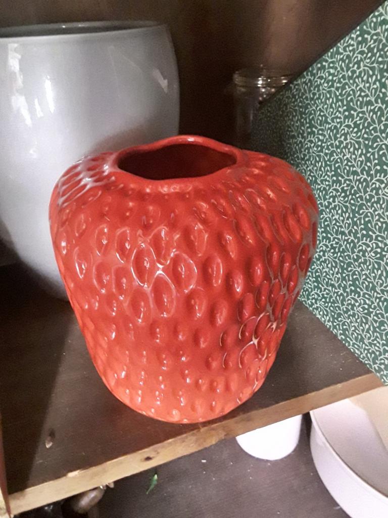 Aardbei vaas, Ophalen of Verzenden, Rood, Glas, Minder dan 50 cm