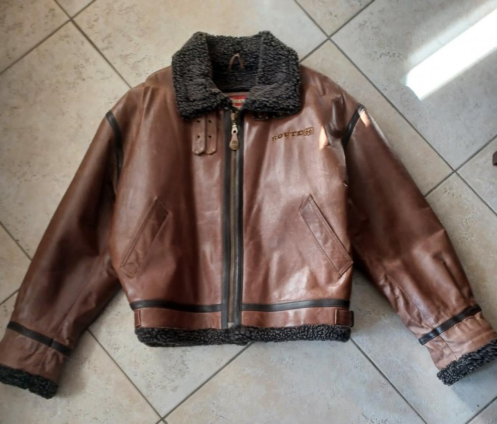 Lederen bomberjas Route 66, XXL, Ophalen of Verzenden, Zo goed als nieuw, Overige maten, Bruin
