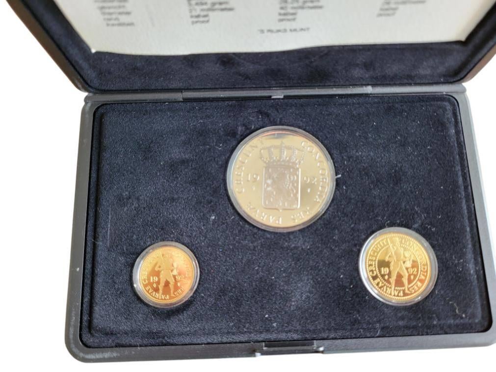 Nederland combinatieset gouden en zilveren dukaat 1992, Postzegels en Munten, Setje, Koningin Beatrix, Zilver, Overige waardes