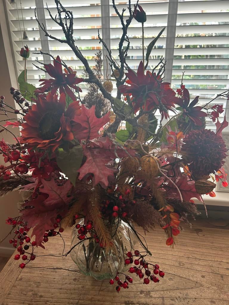 Prachtig Herfstboeket met zijden bloemen, Huis en Inrichting, Woonaccessoires | Kunstplanten en Kunstbloemen, Gebruikt, Boeket