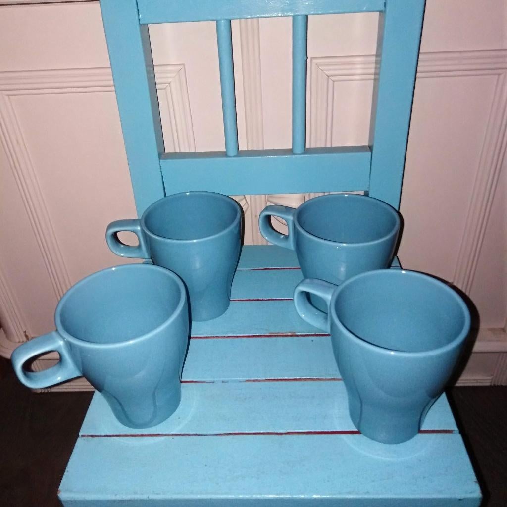 Mokken blauw 4 stuks Ikea, Ophalen, Glas of Glazen, Zo goed als nieuw, Overige stijlen