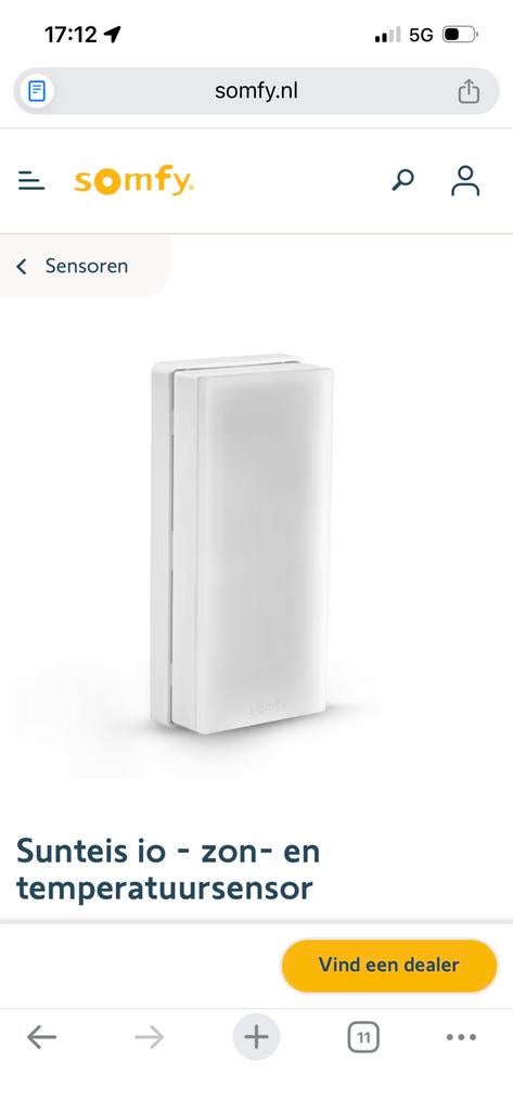 Gezocht: Somfy Sunteis io - zon- en temperatuursensor, Tuin en Terras, Zonneschermen, Ophalen of Verzenden, Zo goed als nieuw