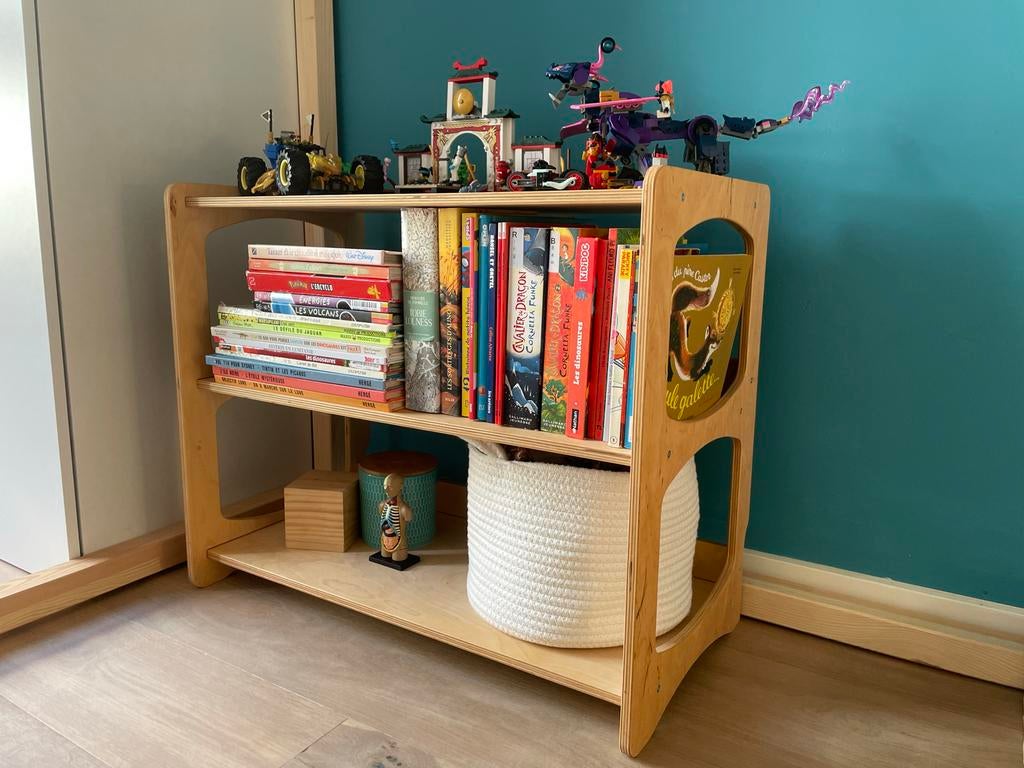 Wood & Room kinderboekenkast - Montessori stijl, Ophalen, Met plank(en), 50 tot 100 cm, Zo goed als nieuw