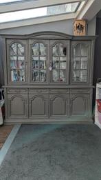 Grijze buffetkast / wandkast met glazen deuren, Huis en Inrichting, Kasten | Buffetkasten, Ophalen, Gebruikt, Met deur(en), Klassiek