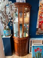 Vitrinekast hout met glas en lampen, Huis en Inrichting, Kasten | Vitrinekasten, Ophalen, Met deur(en), 200 cm of meer, 50 tot 100 cm