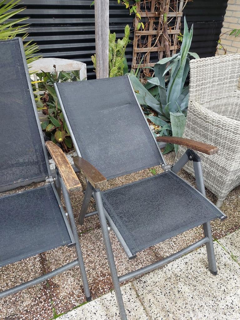 2 Hartmann verstelbare  tuinstoelen, Ophalen, Gebruikt, Hout, Verstelbaar