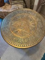 Antieke koperen Rooktafel/Bijzettafel met Authentiek Design, Ophalen, Minder dan 55 cm, Gebruikt, Metaal of Aluminium