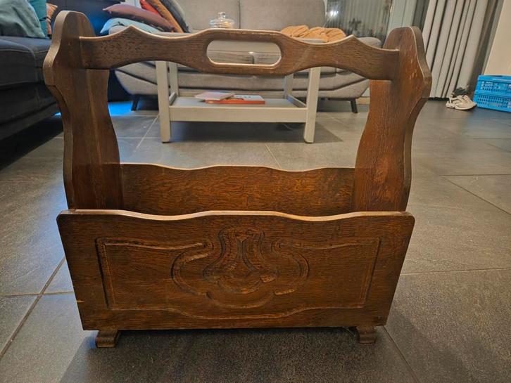 Oude Houten Tijdschriftenbak - Vintage Stijl, Huis en Inrichting, Woonaccessoires | Krantenbakken en Lectuurbakken, Gebruikt, Ophalen