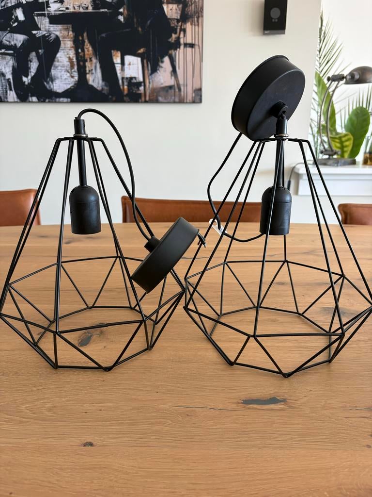 2 industriële hanglampen - Goede staat, Ophalen, Gebruikt, Metaal, Minder dan 50 cm
