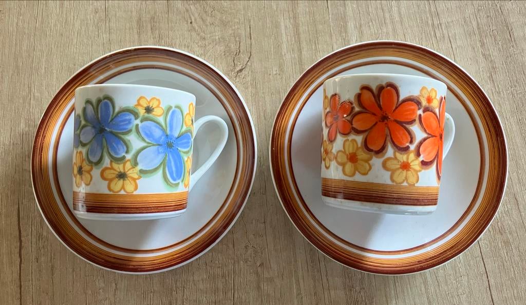 Vintage Mitterteich Bavaria kop en schotels, bloemmotief, Ophalen of Verzenden