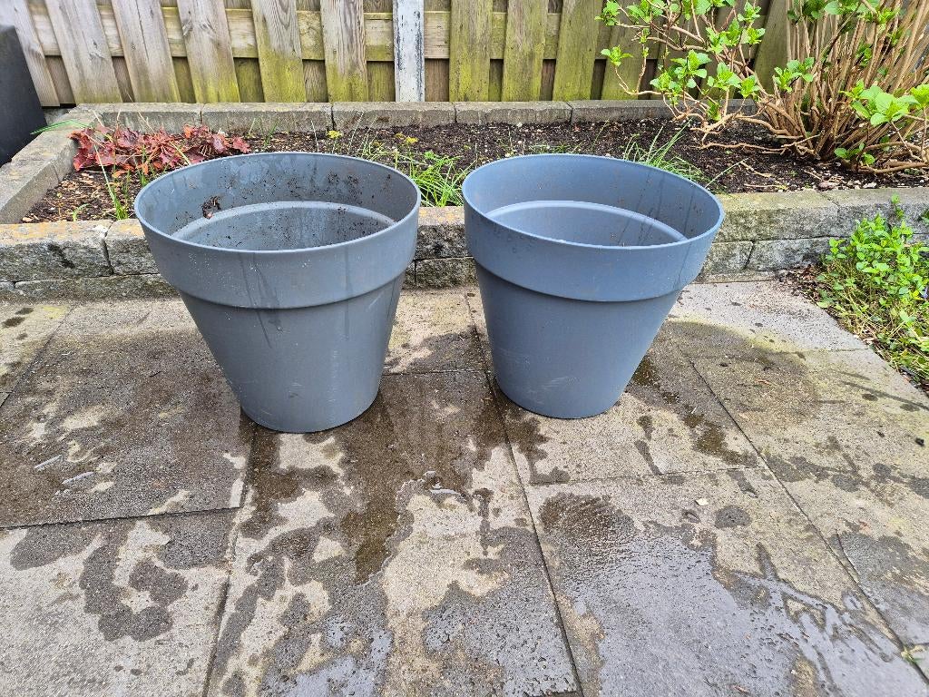 Elho Loft Urban 40 Round - 2 plantenpotten op wielen, Tuin en Terras, Bloempotten, Kunststof, Gebruikt, Rond, Minder dan 40 cm