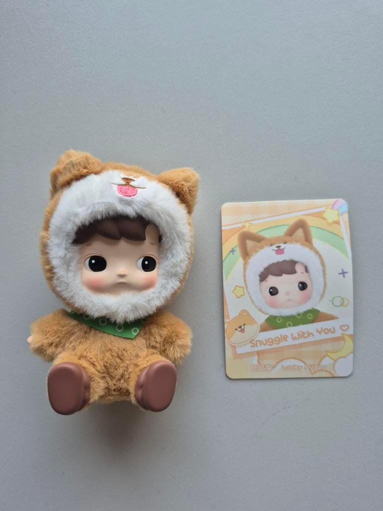 Schattige Lucky Puppy knuffel met kaartje, Overige merken, Overige karakters, Middelgroot (20 tot 80 cm), Bruin