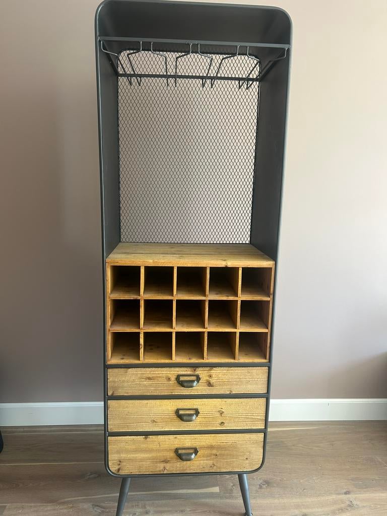 Retro wijnkast / barkast (Dutchbone), Ophalen, 5 tot 15 flessen, Zo goed als nieuw, 75 cm of meer