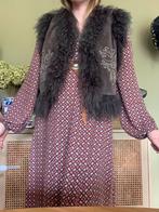 Vintage afghan mongolian fur gilet M L bohemian waistcoat, Maat 38/40 (M), -, Ophalen of Verzenden, Zo goed als nieuw