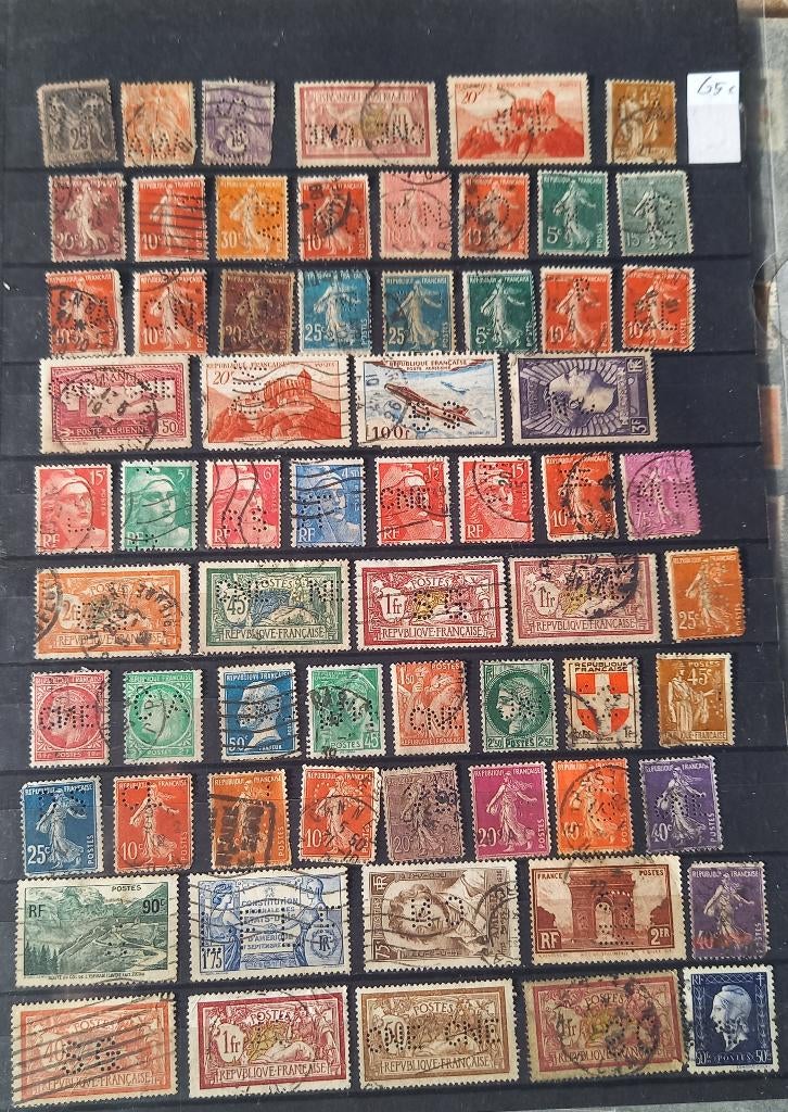 Firmaperforatie perfins Frankrijk, Verzenden, Gestempeld