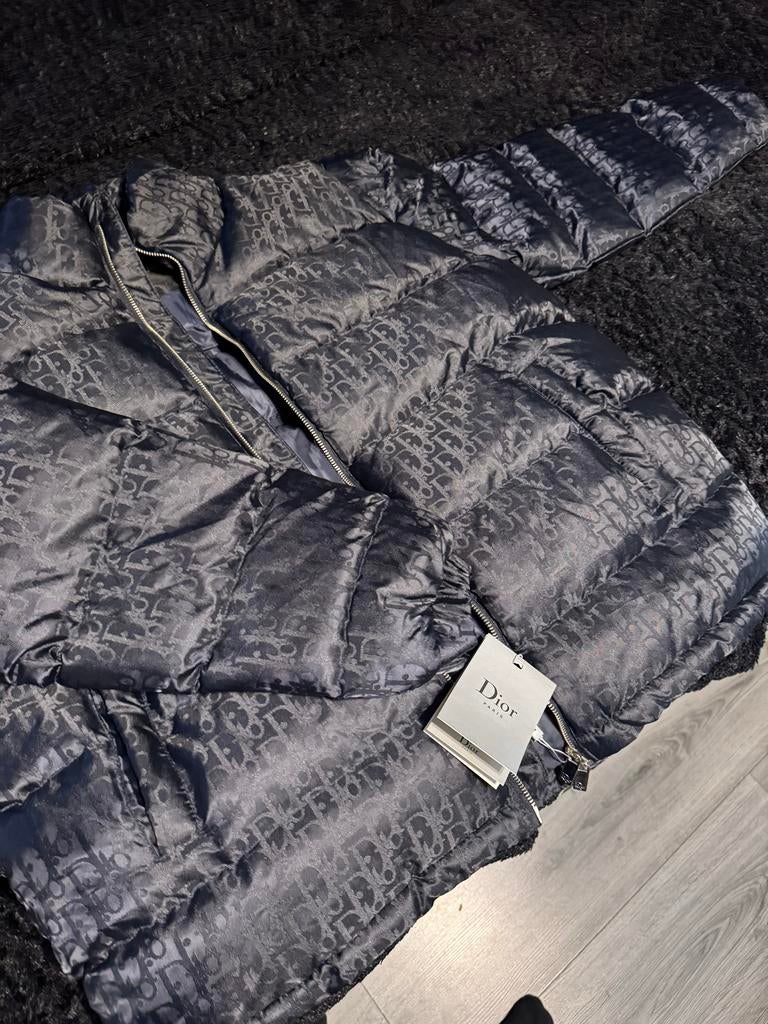 Dior Oblique Down Jacket Zwart Nylon Jacquard XXL Nieuw, Kleding | Heren, Jassen | Winter, Ophalen of Verzenden, Nieuw, Overige maten