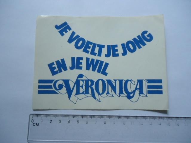 sticker oud 1979 Veronica jong hilversum tv radio, Verzenden, Zo goed als nieuw, Bedrijf of Vereniging