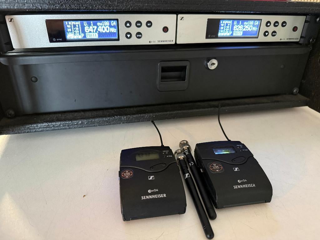 Sennheiser EW100 G4 dual set | B band | 2x Bodypack, Ophalen of Verzenden, Gebruikt, Zangmicrofoon, Draadloos