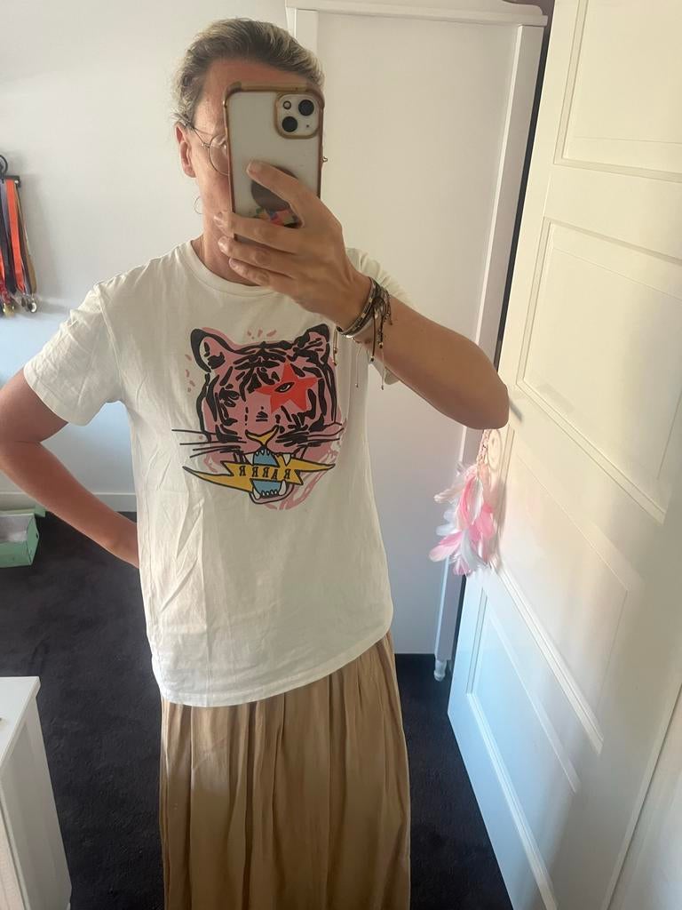 Loavies T-shirt met tijgerprint - Maat XS, Wit, Ophalen of Verzenden, Korte mouw, Maat 34 (XS) of kleiner