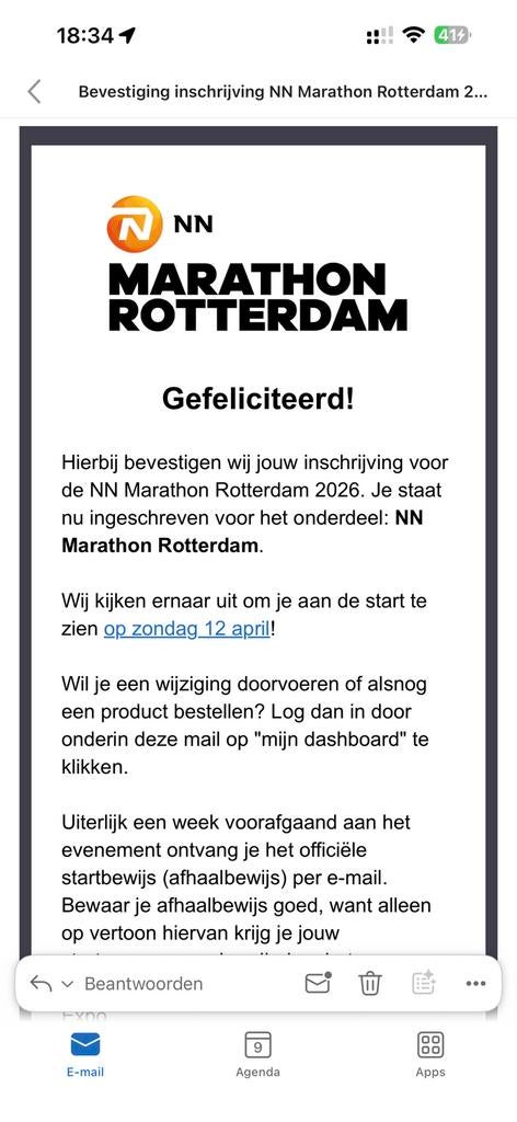 Ticket Marathon Rotterdam (hele afstand), Tickets en Kaartjes, Eén persoon