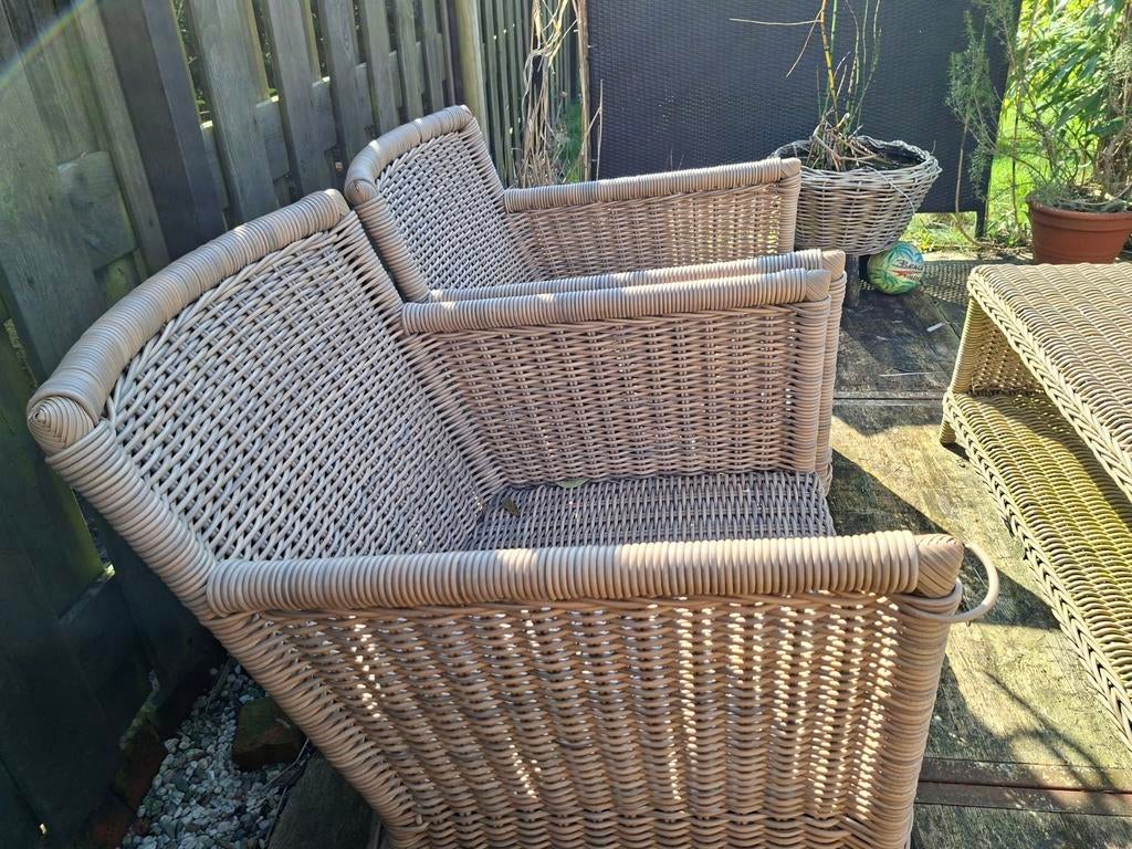 Wicker Tuinset Intratuin - Bank, 2 Stoelen, 2 Hockers, Tafel, Ophalen of Verzenden, Zo goed als nieuw, Wicker, Tuinset