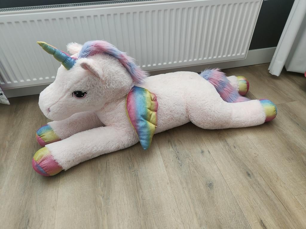 Grote eenhoorn knuffel met regenboogkleuren, Kinderen en Baby's, Speelgoed | Knuffels en Pluche, Ophalen, Eenhoorn, Zo goed als nieuw