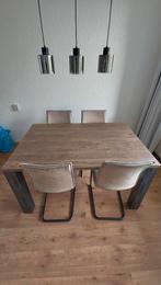 Eettafel met 4 stoelen, Huis en Inrichting, Ophalen of Verzenden, Rechthoekig, 50 tot 100 cm