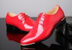 Rode lak heren schoenen / mannen glimmende leren luxe oxford, Verzenden, Nieuw, Overige kleuren, Veterschoenen