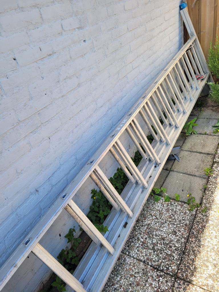 Alumexx 3x14 uitschuifbare ladder, Ophalen, Gebruikt, Ladder, Opvouwbaar of Inschuifbaar