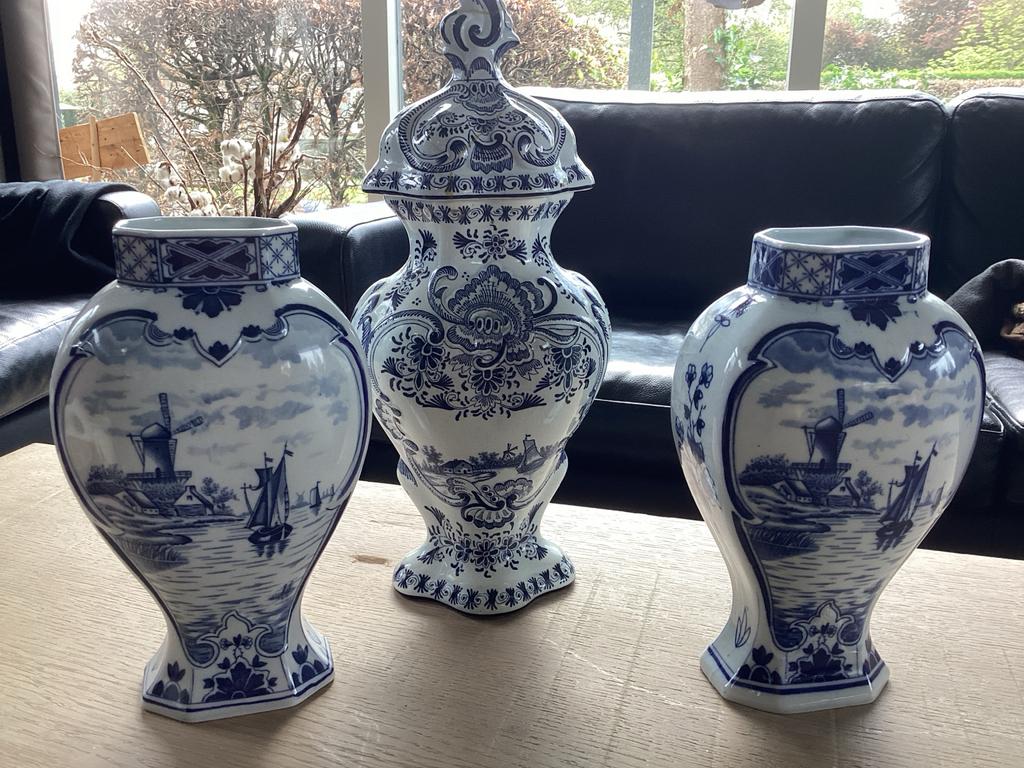 Prachtige Delfts Blauwe Kaststel - 3-delig, Antiek en Kunst, Ophalen