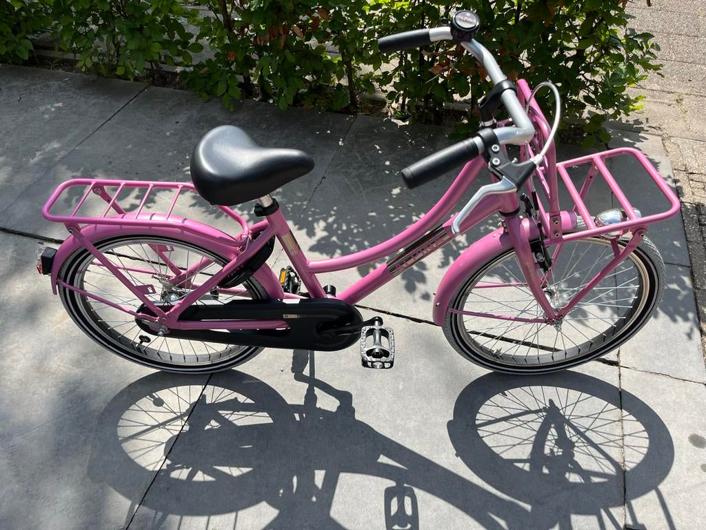 Roze kinderfiets van Alpina met bagagedrager, Fietsen en Brommers, Fietsen | Meisjes, Ophalen, Gebruikt, 24 inch, Handrem