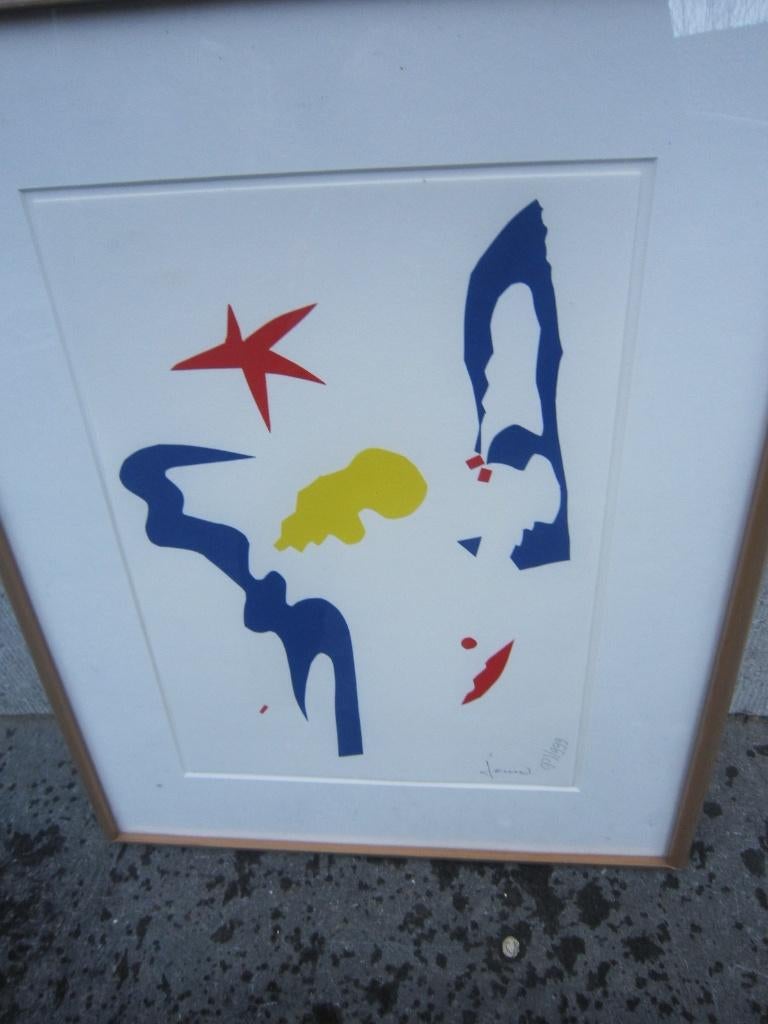 Joan MIRO achtige Zeefdruk gesign en in mooi lijstje, Antiek en Kunst, Kunst | Litho's en Zeefdrukken, Ophalen