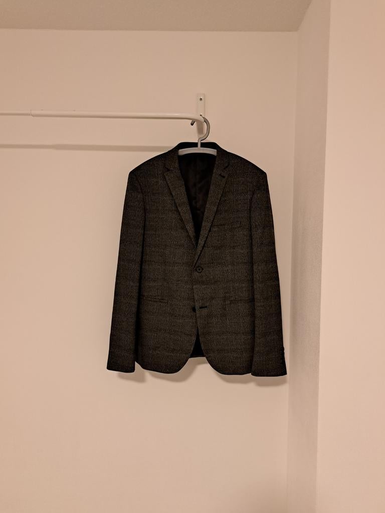 Colbertje Donkergrijs Antraciet Ruit Lijntjes Maat 50, Kleding | Heren, Kostuums en Colberts, Ophalen of Verzenden, Nieuw