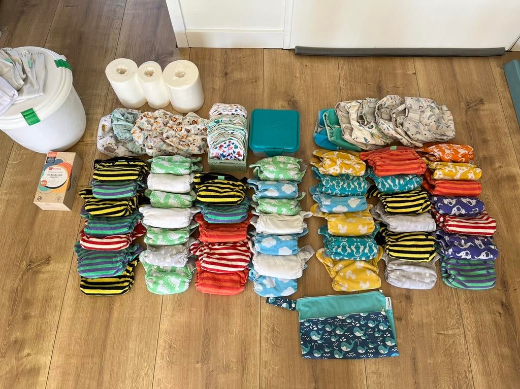 Complete set wasbare luiers Totsbots bamboozle size 1 en 2, Ophalen, Zo goed als nieuw, Luieremmer, Overige merken