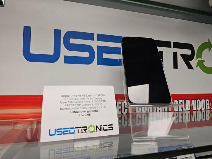 Apple iPhone 16 Zwart - 128GB, Telecommunicatie, Mobiele telefoons | Apple iPhone, Zo goed als nieuw, 128 GB, Zonder abonnement