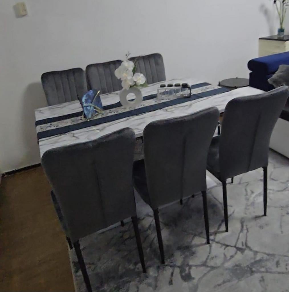 Eettafel met 6 stoelen, Huis en Inrichting, Ophalen, Gebruikt, Rechthoekig