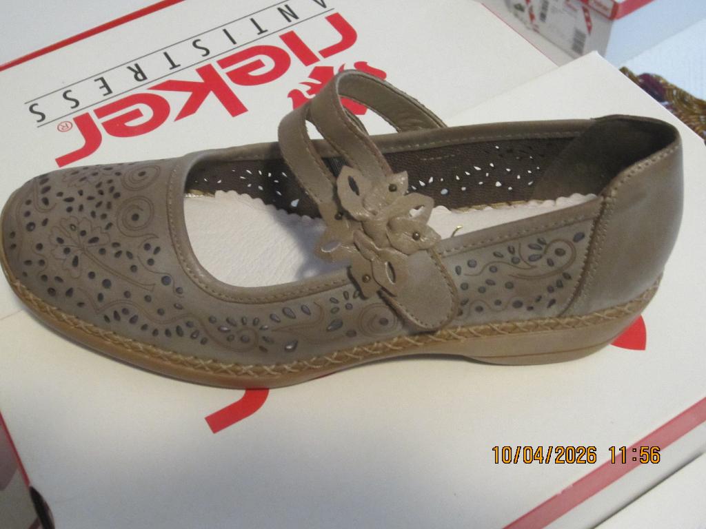 DAMES SCHOEN  RIEKER, Ophalen, Schoenen met lage hakken, Beige, Nieuw