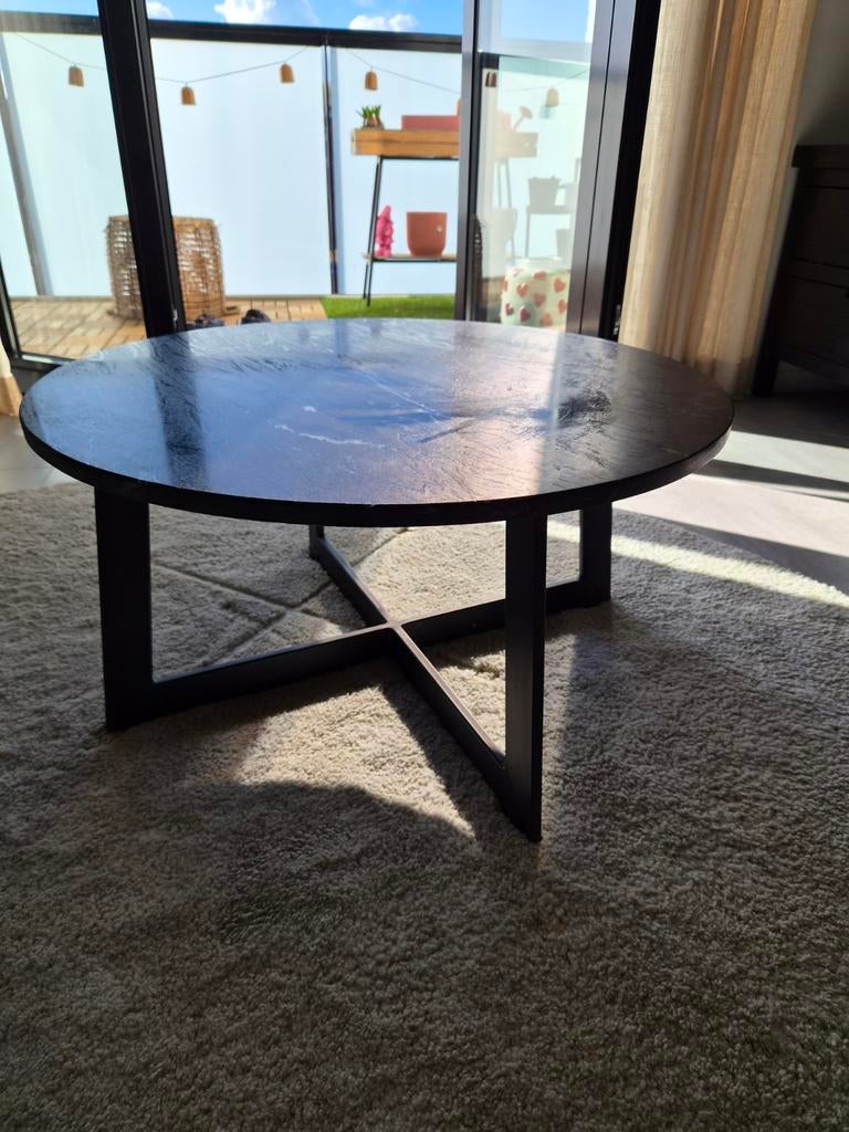 ByBoo Salontafel 70cm - Rond Zwart Marmerlook, Huis en Inrichting, Tafels | Salontafels, Ophalen, Gebruikt, 50 tot 100 cm, Modern, Industrieel