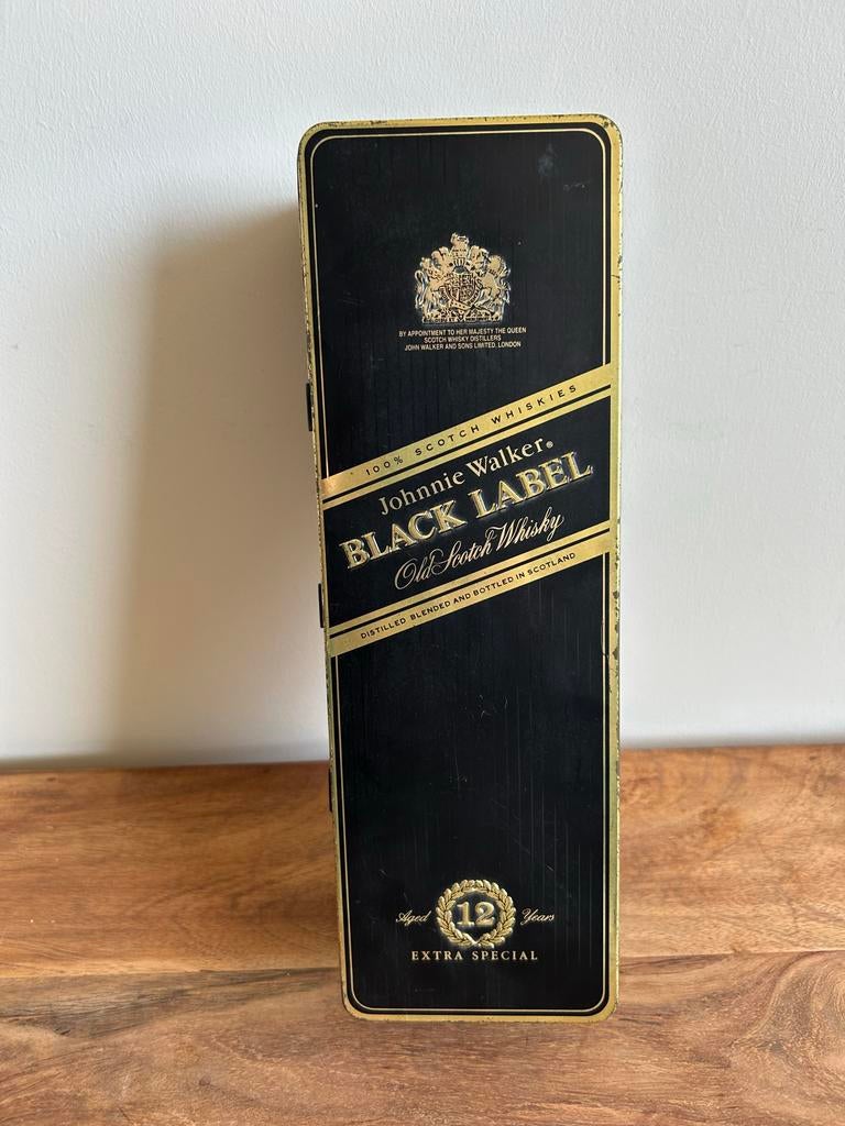 Johnnie Walker Black Label Whisky Blik - Vintage, Verzamelen, Ophalen of Verzenden, Gebruikt, Overige, Overige merken