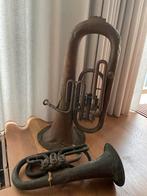 2 Koperen Blaasinstrumenten - Decoratie, Muziek en Instrumenten, Blaasinstrumenten | Overige, Ophalen, Gebruikt, Koperblazer