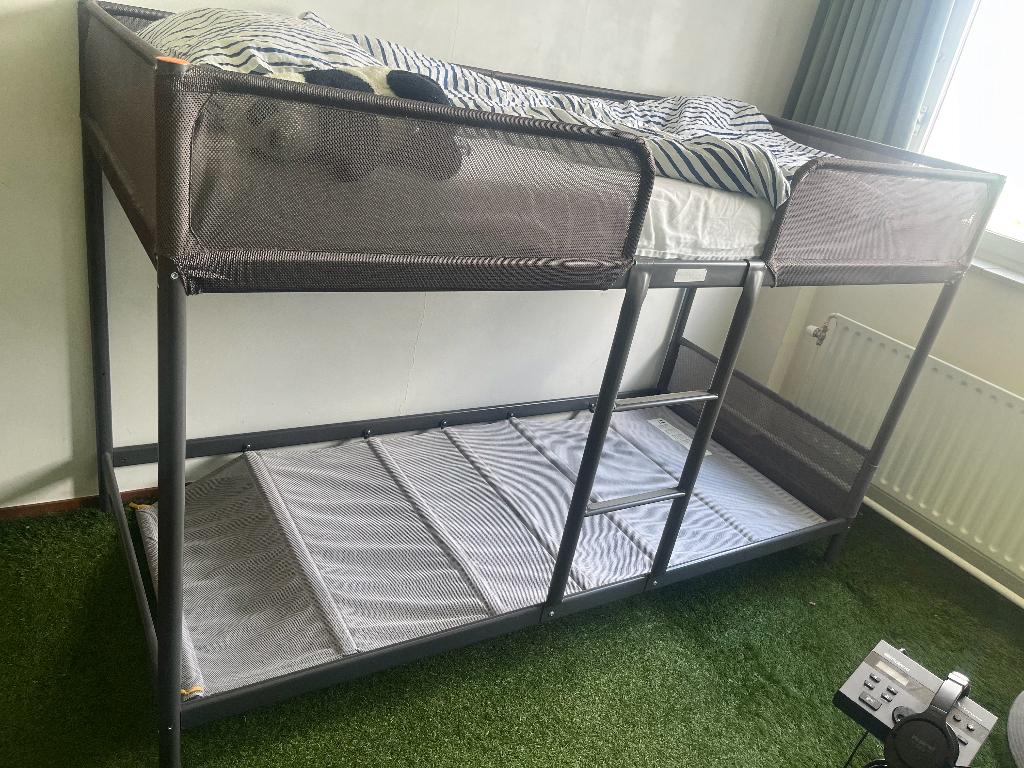 Stalen Ikea stapelbed Tuffing, Ophalen, Gebruikt, 90 cm, Ikea