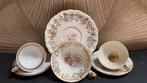 Set antieke porseleinen kop en schotels - goudkleurig, Ophalen of Verzenden