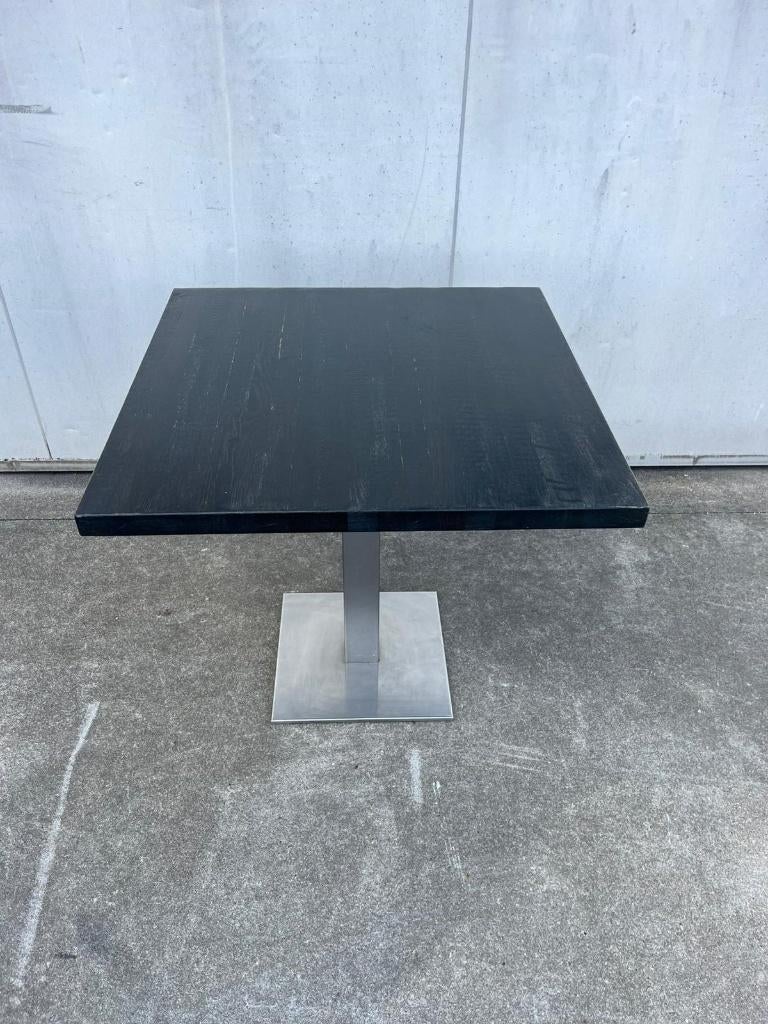 22 stuks horeca restaurant bistro tafel 80x80 eiken zwart, Antiek en Kunst, Antiek | Meubels | Tafels, Ophalen